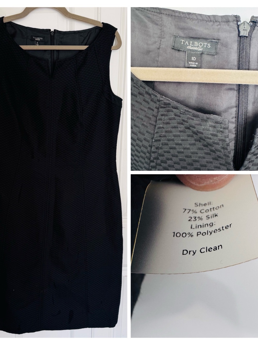 Talbots Black Textured Sleeveless Sheath Dress